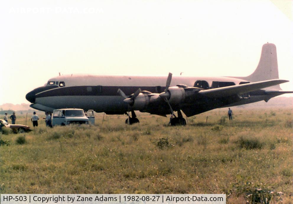 HP-503, 1952 Douglas DC-6B(F) C/N 43524, Landed in a field near Corsicana, TX with 8 tons of marijuana on board - pilots never caught, drugs confiscated.