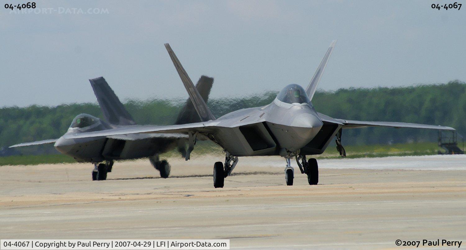 04-4067, 2004 Lockheed Martin F-22A Raptor C/N 4067, Sixty-Seven leading Sixty-Eight in after a hop