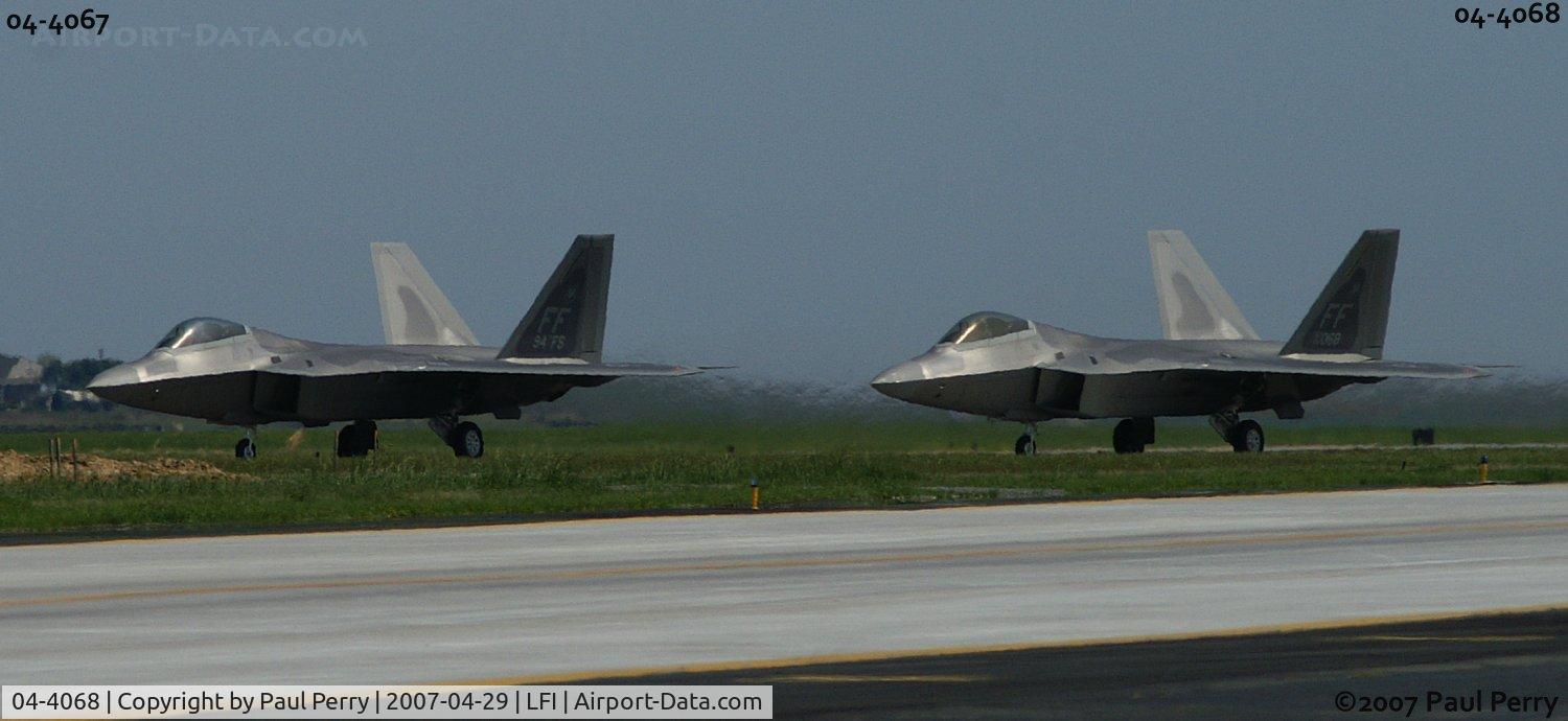 04-4068, 2004 Lockheed Martin F-22A Raptor C/N 4068, Sixty-Eight and Sixty-Seven waiting for clearance