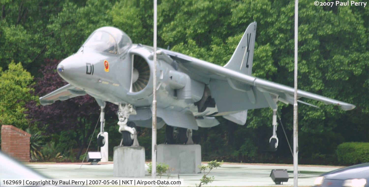 162969, McDonnell Douglas AV-8B Harrier II C/N 512096, Gate guard at Cherry Point