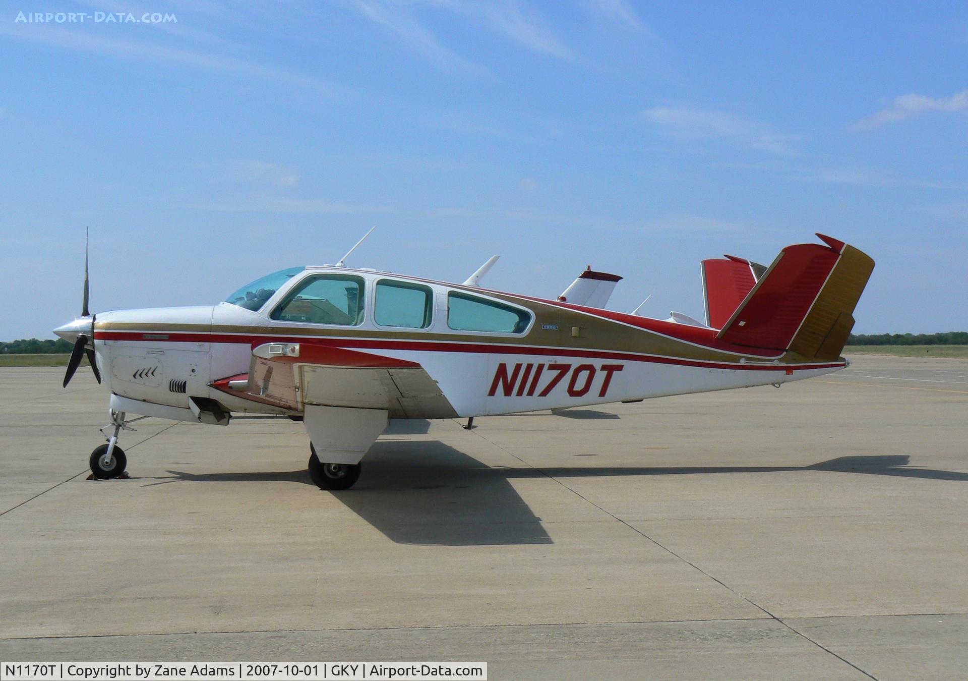N1170T, 1975 Beech V35B Bonanza C/N D-9777, on the ramp at Arlington Muni