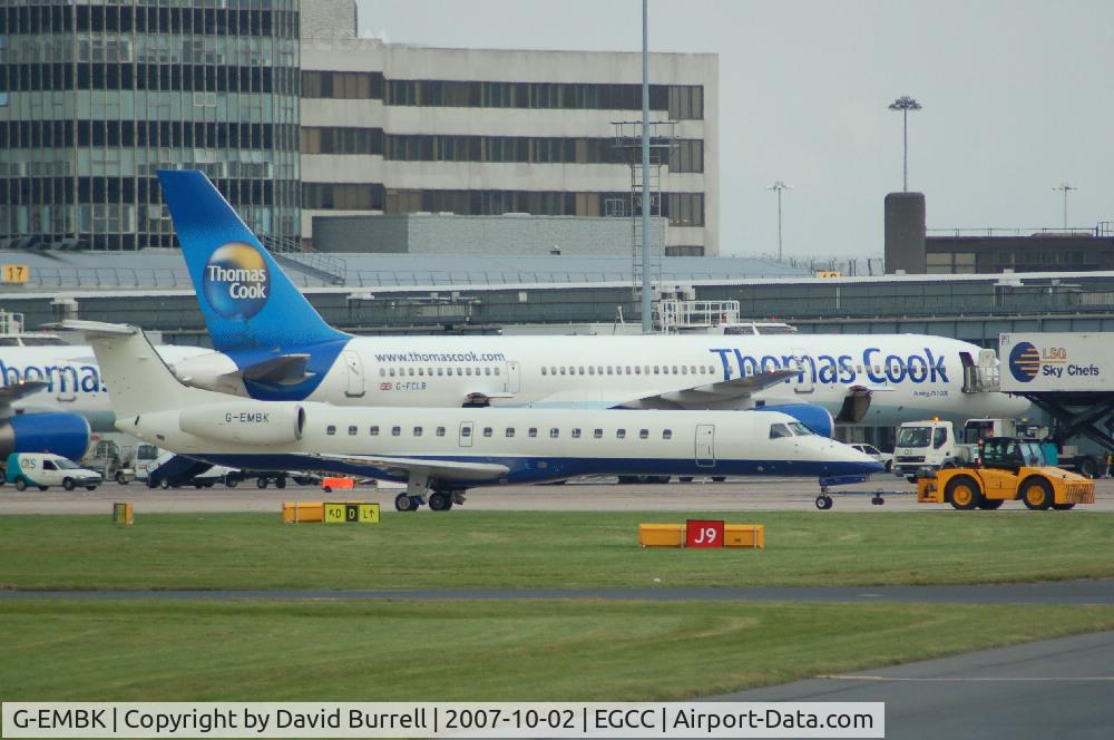 G-EMBK, 1999 Embraer EMB-145EU (ERJ-145EU) C/N 145167, Ex British Airways - Under Tow