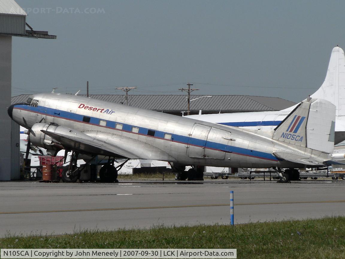 N105CA, 1944 Douglas DC3C-S4C4G (C-47B) C/N 14275, Desert Air DC-3 parked with some Air Tahoma Convairs