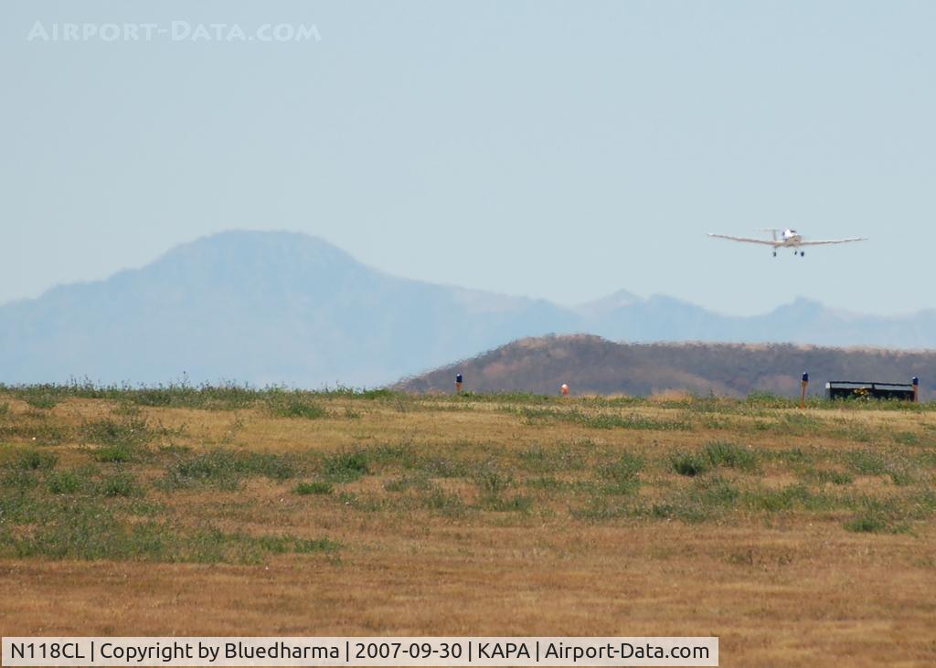 N118CL, 1998 Diamond DA-20C-1 Eclipse C/N C0018, Takeoff with Pike's Peak in the background