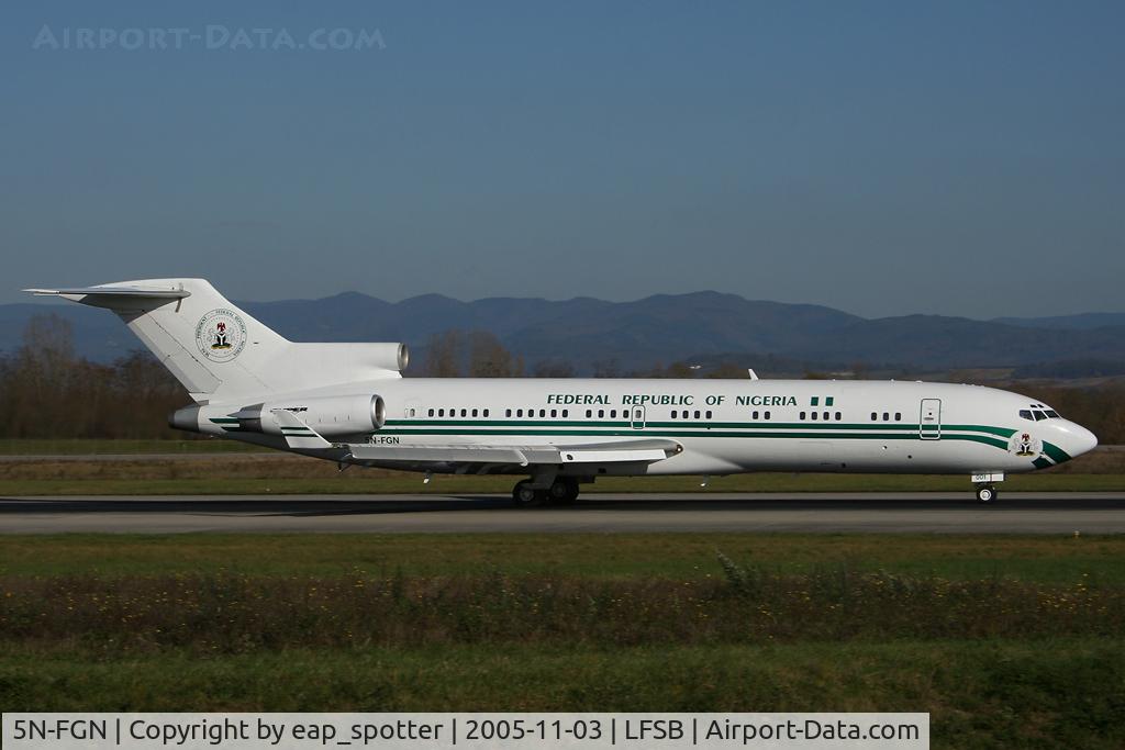 5N-FGN, 1982 Boeing 727-2N6 RE C/N 22825, departing on rwy 16 for a testflight
