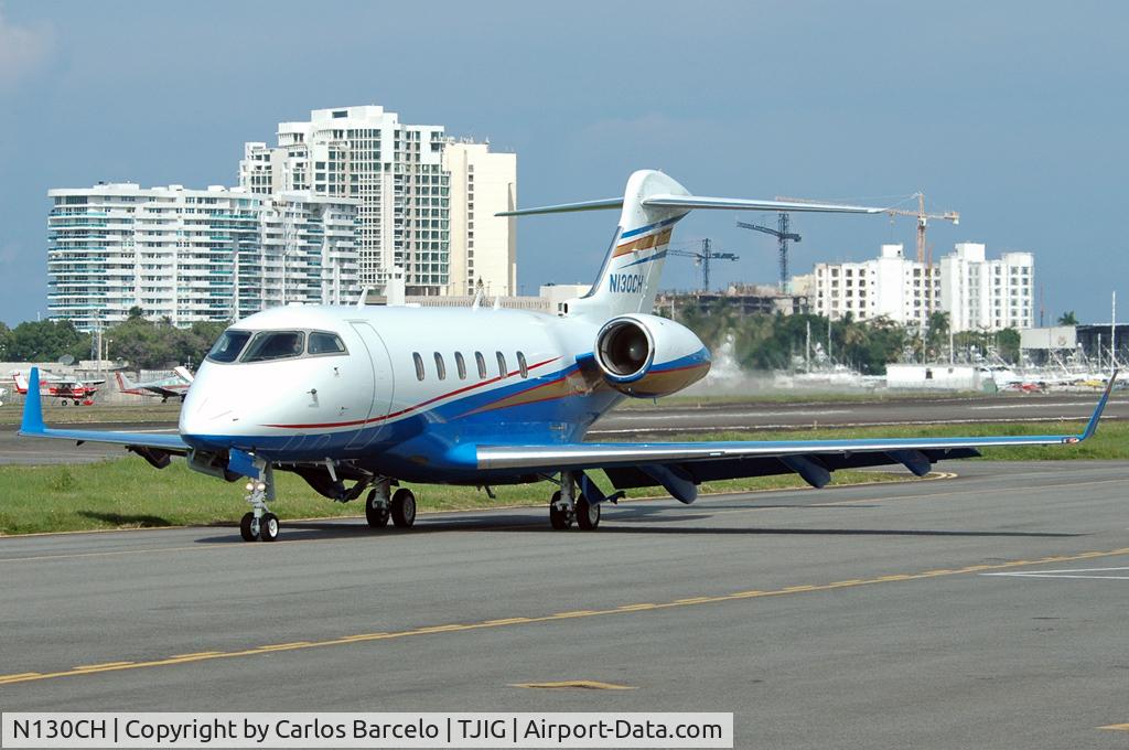 N130CH, 2006 Bombardier Challenger 300 (BD-100-1A10) C/N 20088, Clearing the active rwy to park at the customs ramp.