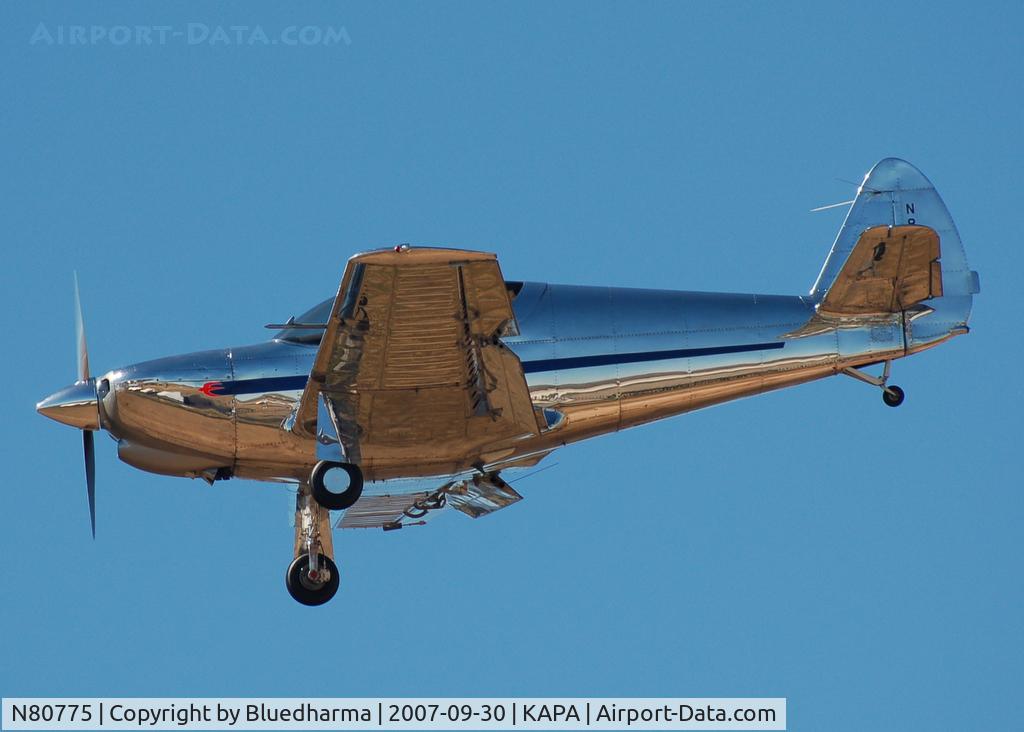 N80775, 1942 Globe GC-1B Swift C/N 178, ALL METAL SWIFT on approach to 17L.