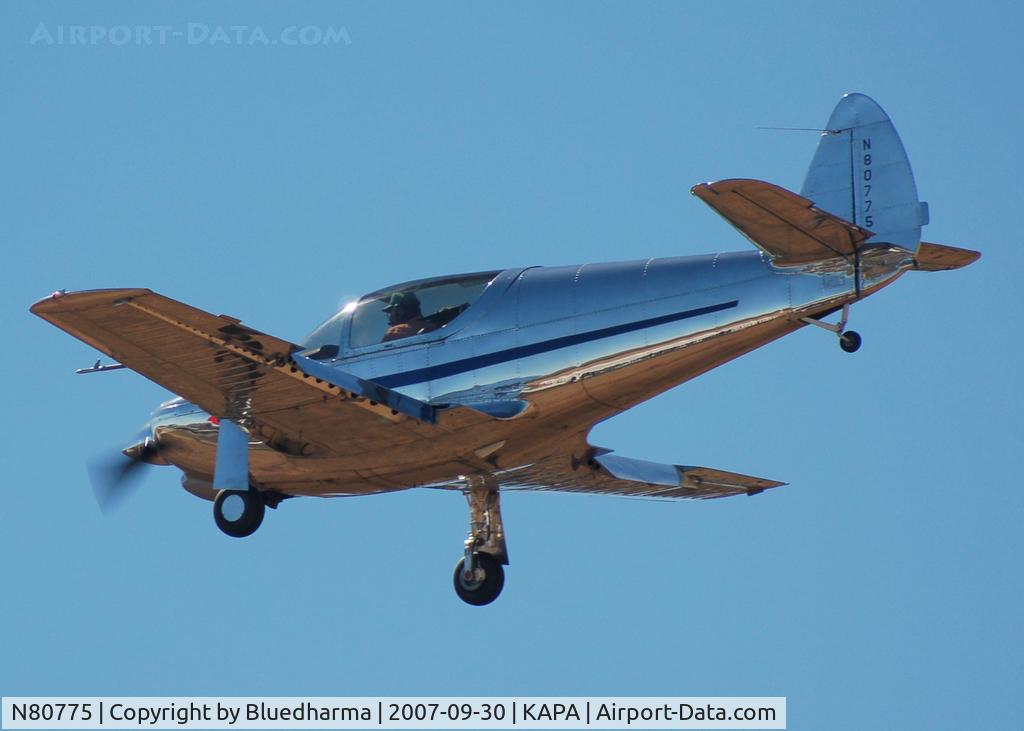 N80775, 1942 Globe GC-1B Swift C/N 178, ALL METAL SWIFT on approach to 17L