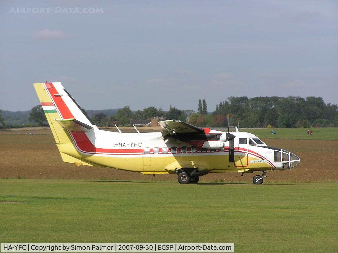 HA-YFC, 1985 Let L-410FG Turbolet C/N 851528, L-410 landing back at Sibson