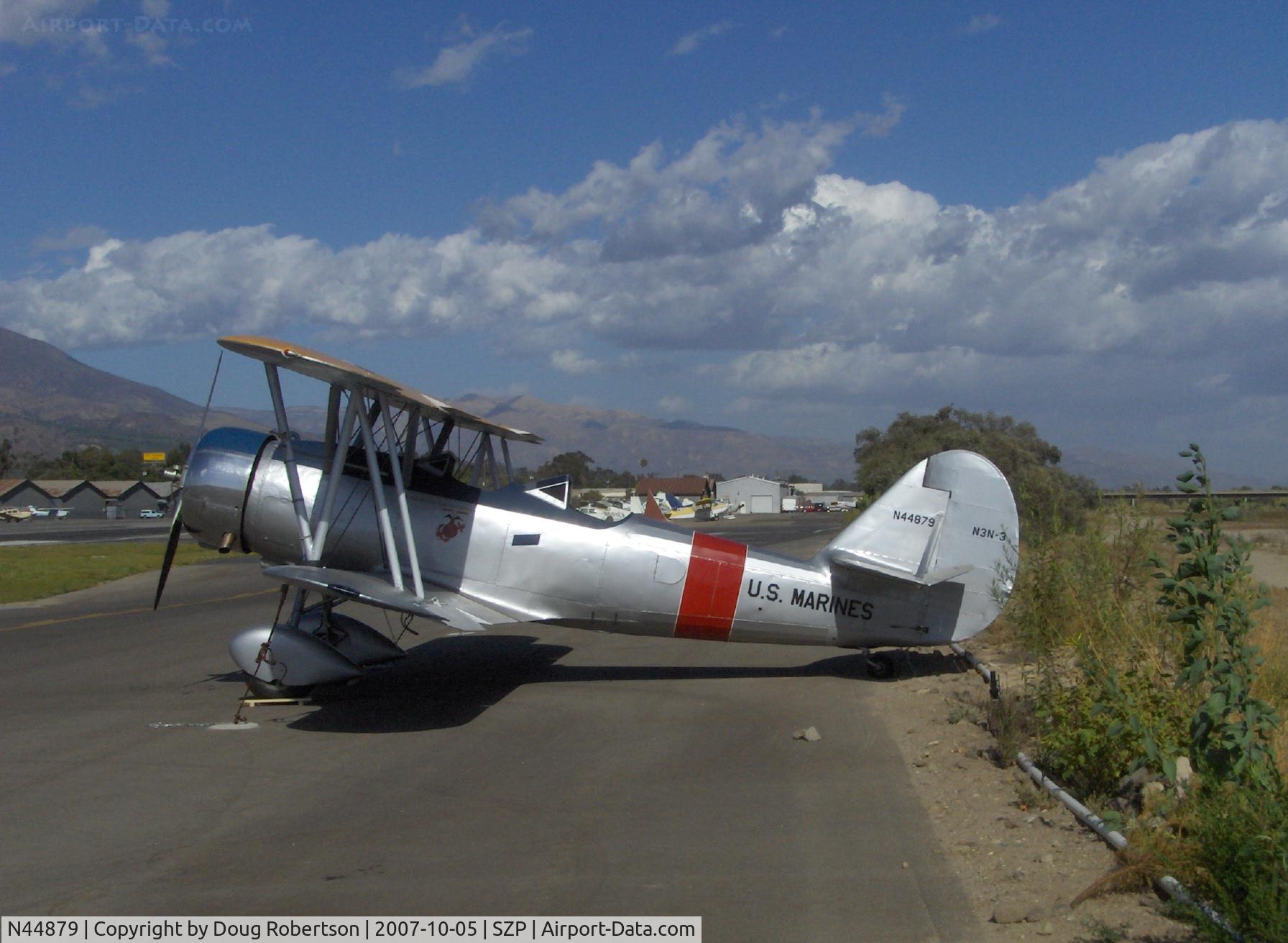 N44879, 1940 Naval Aircraft Factory N3N-3 C/N 4425, 1940 Naval Aircraft Factory N3N-3 'Yellow Peril', Lycoming R680 300 Hp upgrade, USN design primary trainer. versions built 1936-1941 totalled 995, when retired in 1961 they were the last US military biplane in service