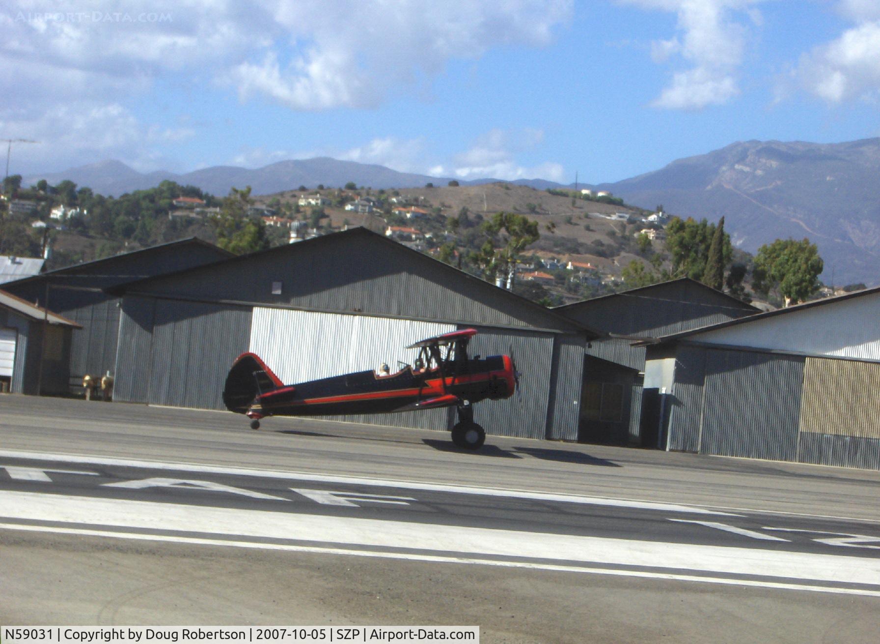 N59031, 1941 Boeing A75N1(PT17) C/N 75-3808, 1941 Boeing Stearman A75N1, Continental W670 220 Hp, S-turns  taxi to Rwy 22