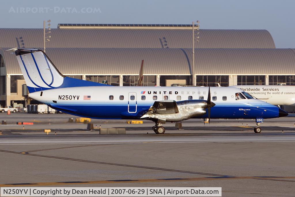 N250YV, 1993 Embraer EMB-120ER Brasilia C/N 120250, In new colors departing RWY 19R for Los Angeles Int'l Airport (KLAX) as FLT SKW5612.
