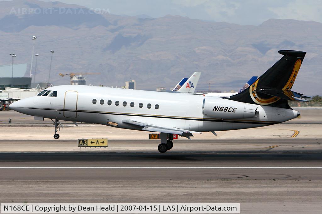 N168CE, 1999 Gulfstream Aerospace G-V C/N 568, Harrah's Operating Co 2006 Dassault Falcon 2000EX N168CE landing on RWY 25L.