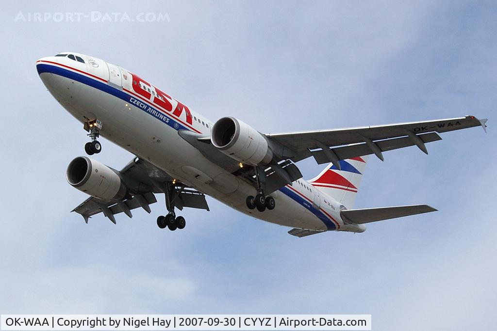 OK-WAA, 1991 Airbus A310-304/ET C/N 564, Flight OK102 from Prague arriving on Rwy 05