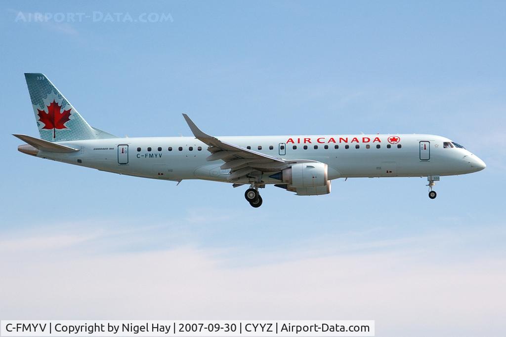 C-FMYV, 2007 Embraer 190AR (ERJ-190-100IGW) C/N 19000108, Arriving on Rwy 05