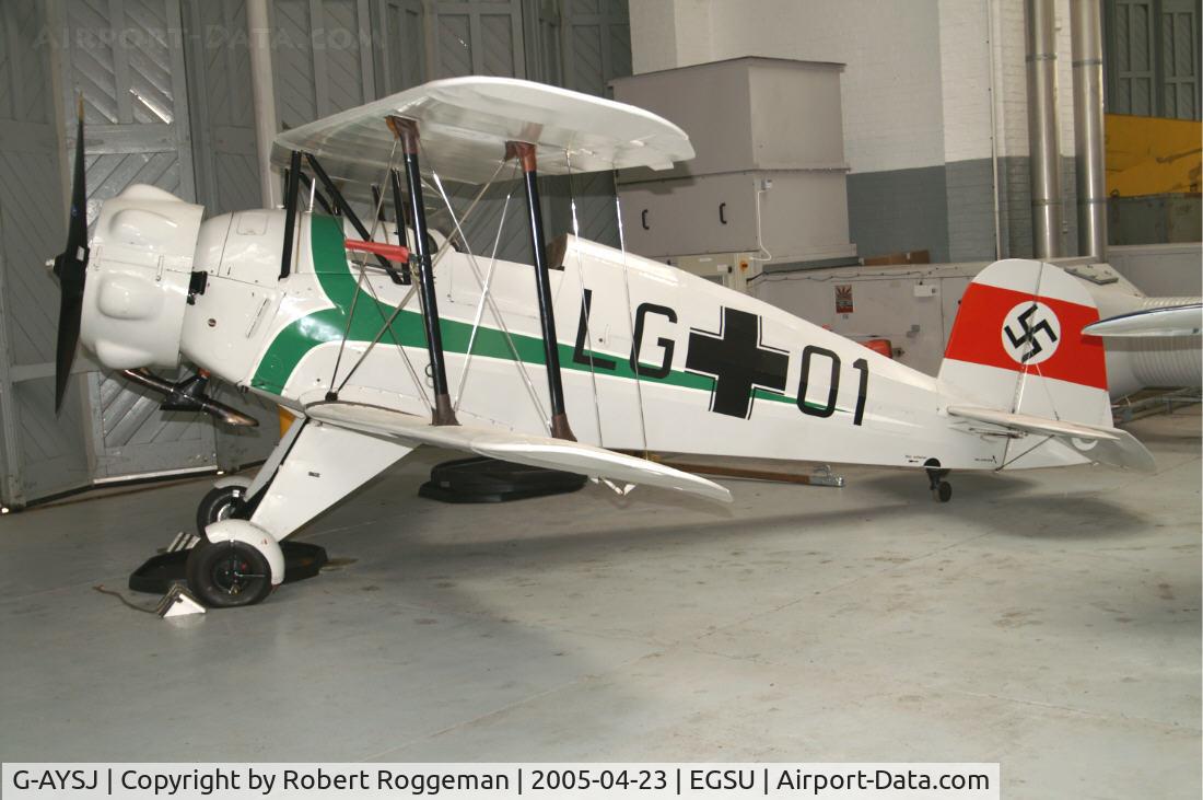 G-AYSJ, 1938 Bucker Bu-133C Jungmeister C/N 38, The Fighter Collection.Luftwaffe colors LG+01.