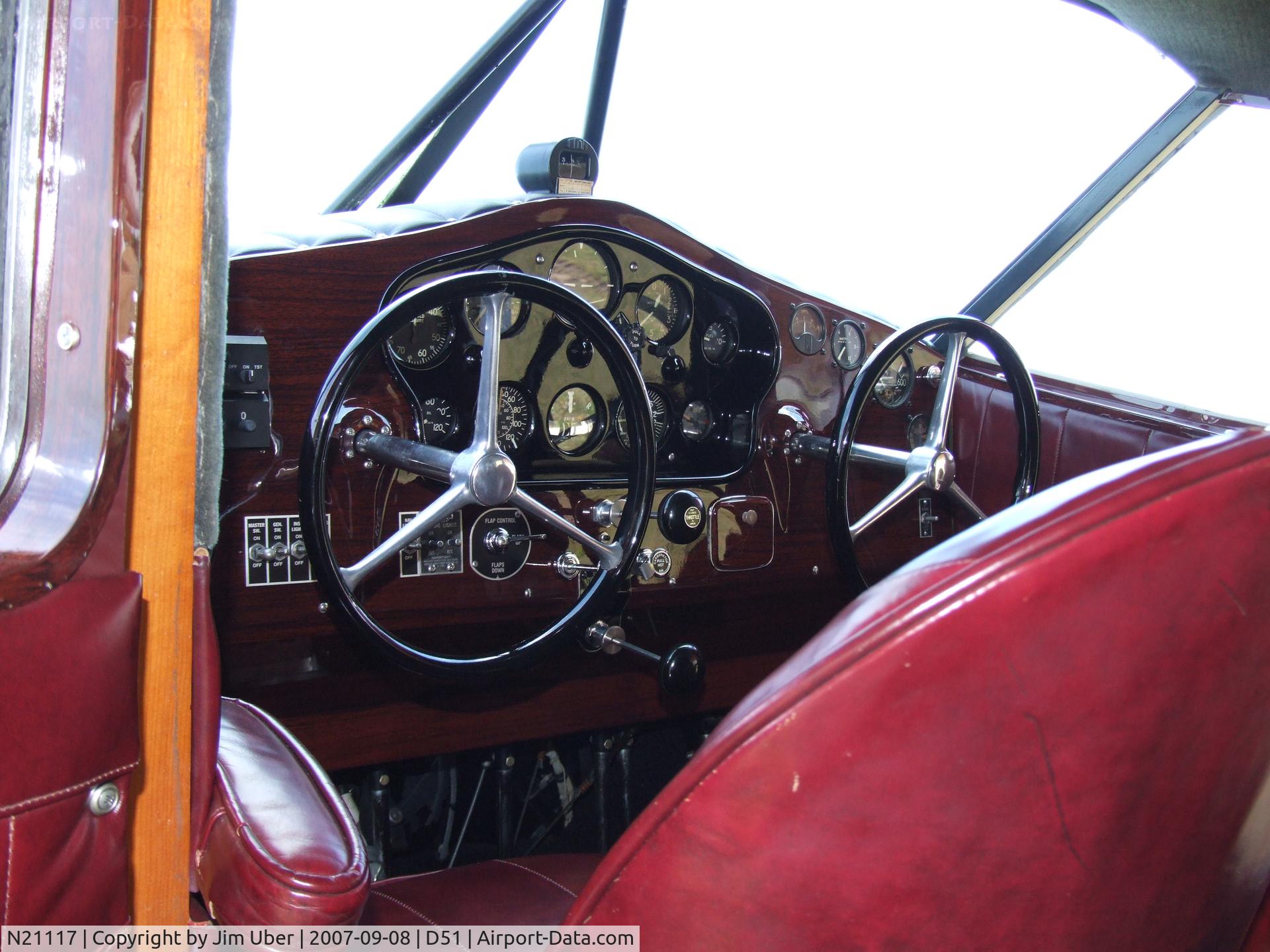 N21117, 1939 Stinson SR-9C Reliant C/N 5371, very carefully done panel and interior
