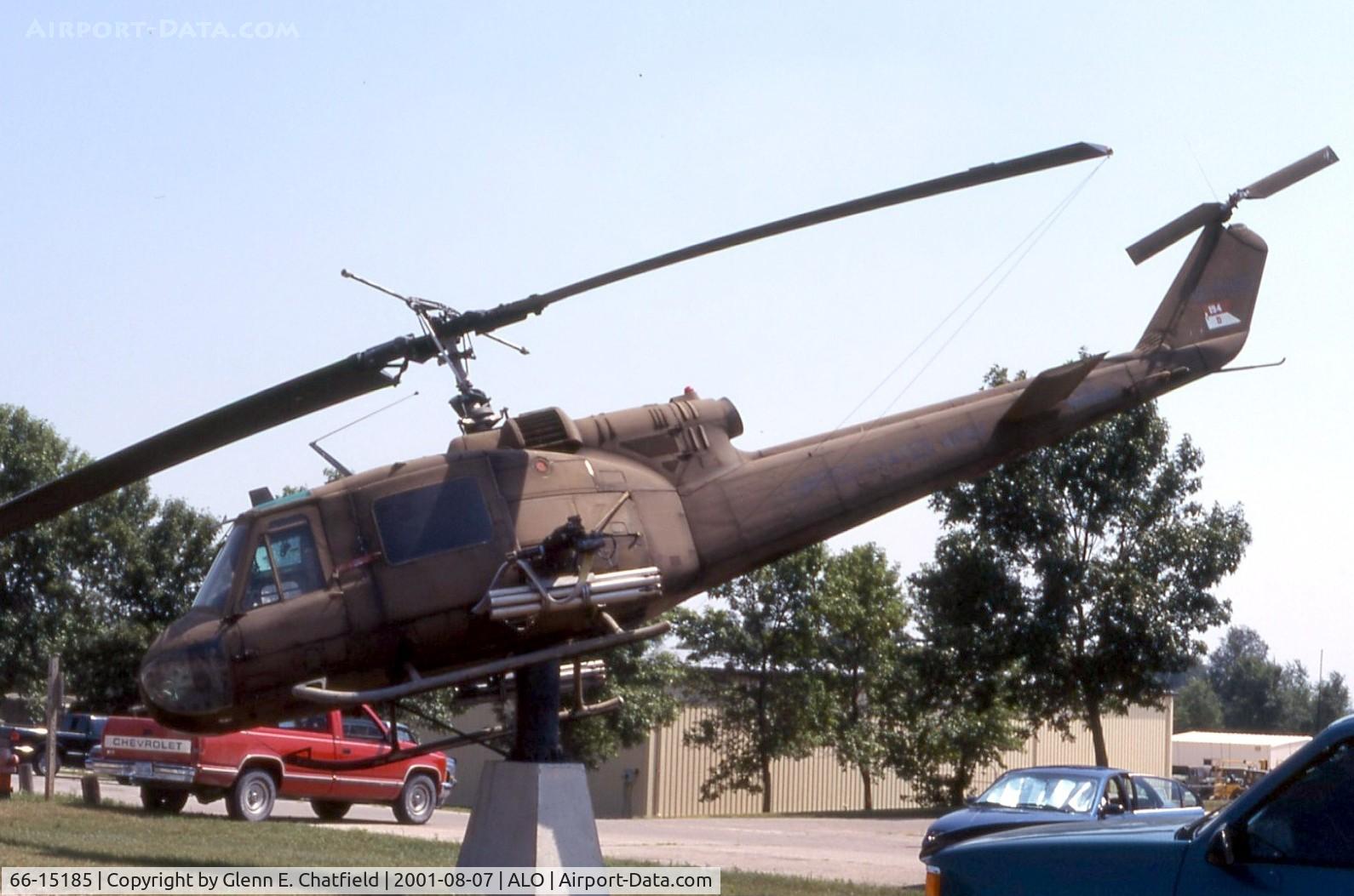 66-15185, 1967 Bell UH-1M Iroquois C/N 1913, Huey mounted at the Army National Guard base