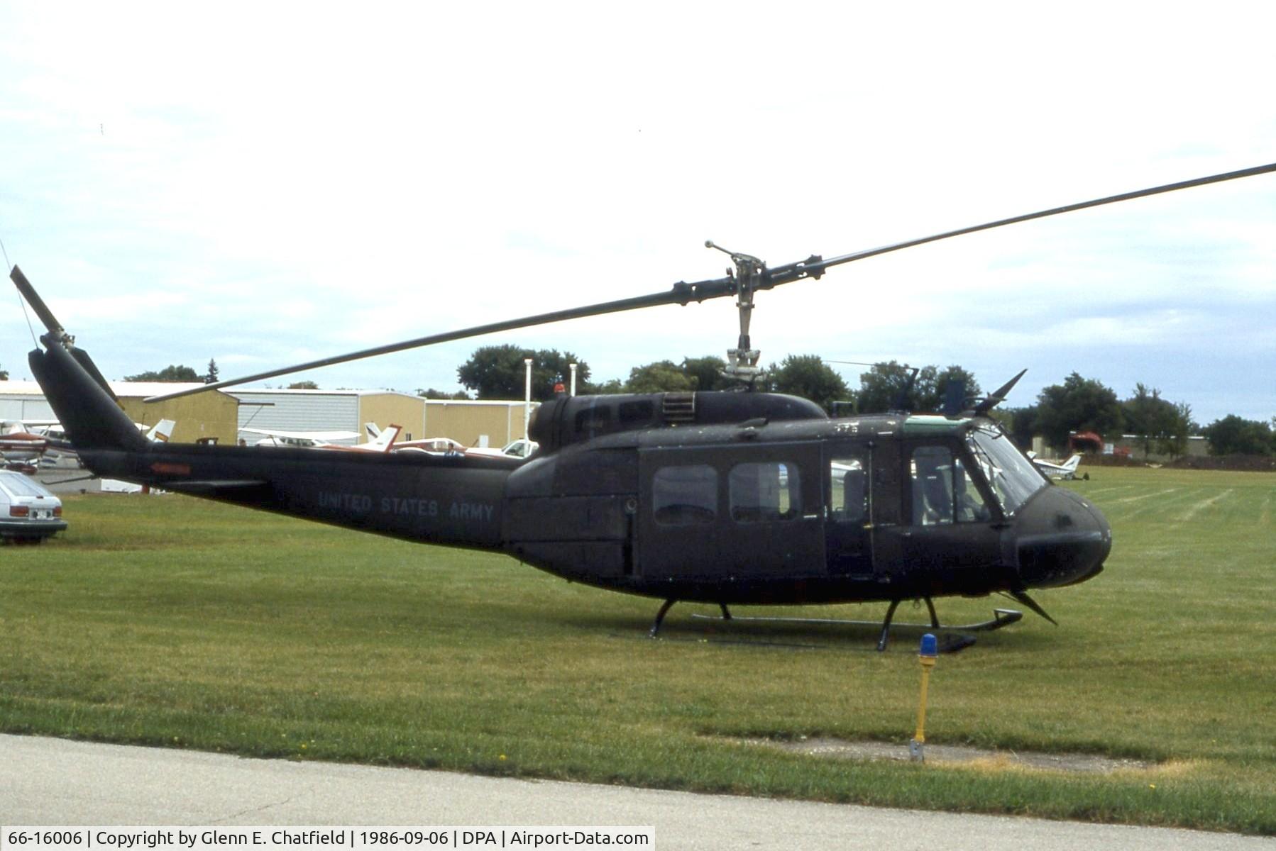 66-16006, 1967 Bell UH-1H Iroquois C/N 5700, UH-1H passing through.  Was a Vietnam combat vet.  Now mounted at YIP