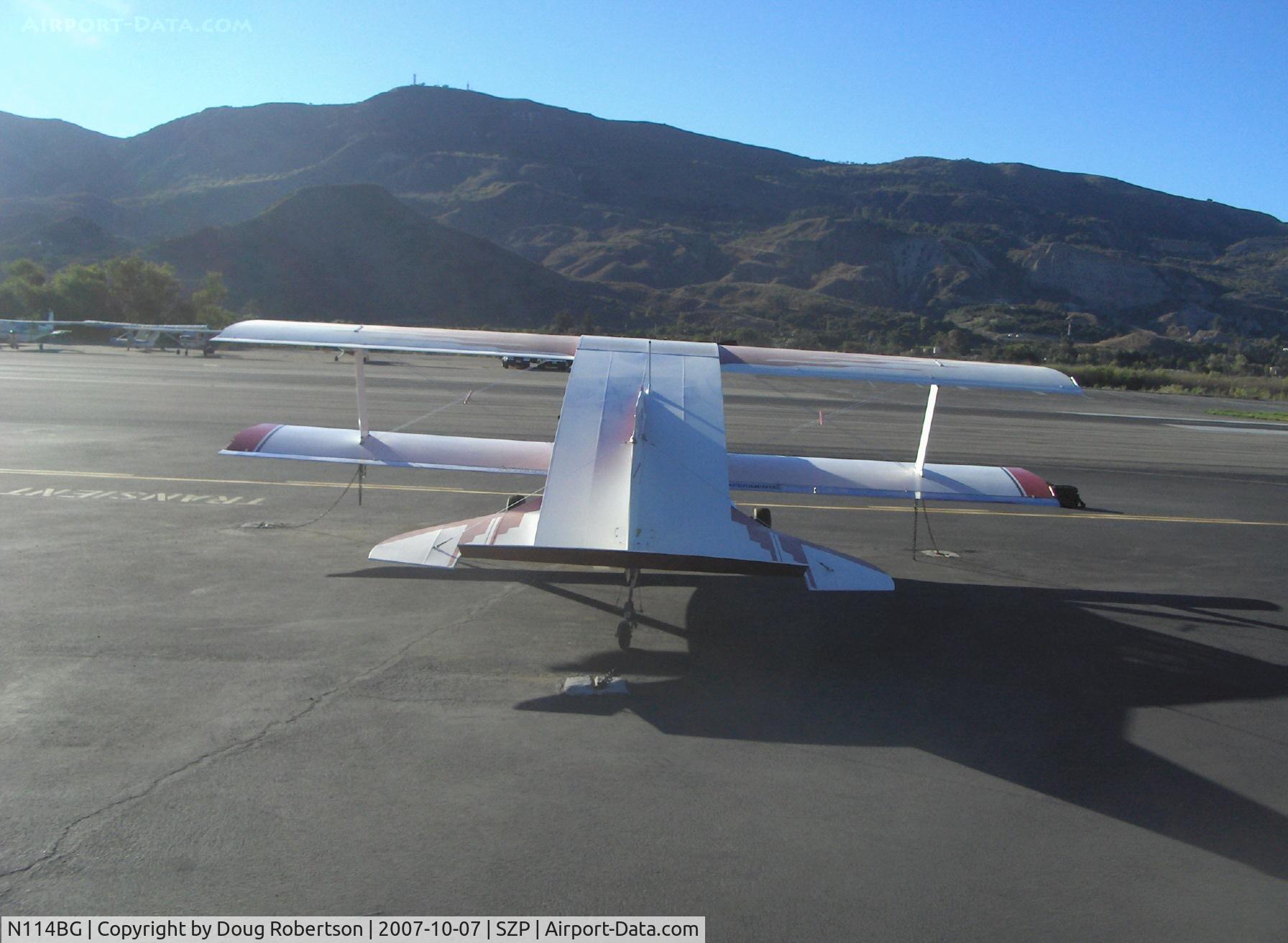 N114BG, 1987 Sorrell SNS-7 Hiperbipe C/N 216, 1987 Garrett SORRELL SNS-7 HIPERBIPE, Lycoming IO-360-B1E 180 Hp, Winner 'Outstanding New Design' Oshkosh 1973, rear view-note constant fuselage width