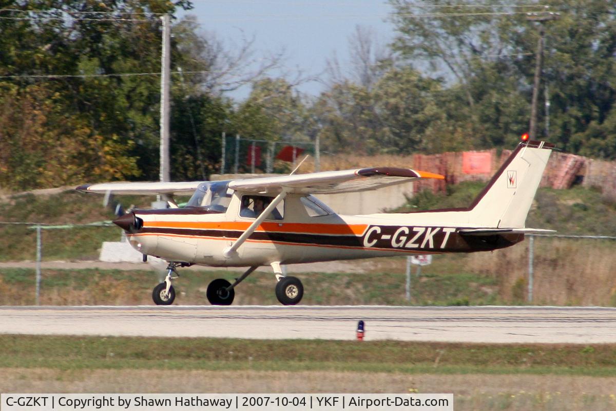 C-GZKT, 1977 Cessna 152 C/N 15280370, Landing on Runway 25 at Waterloo Airport, Ontario Canada