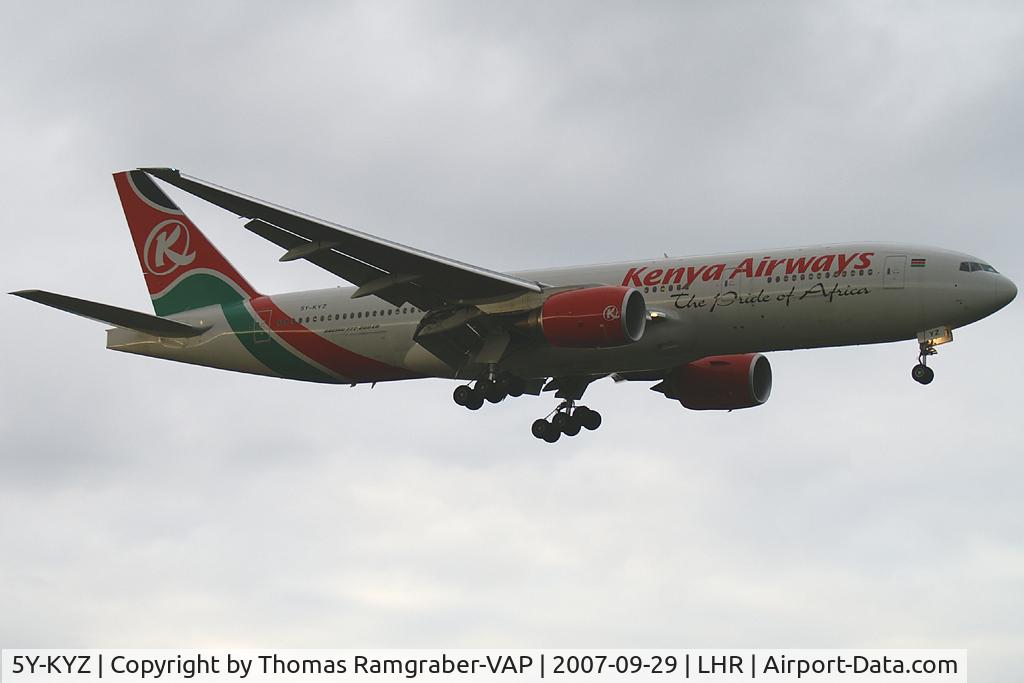 5Y-KYZ, 2007 Boeing 777-2U8ER C/N 36124, Kenya Airways Boeing 777-200
