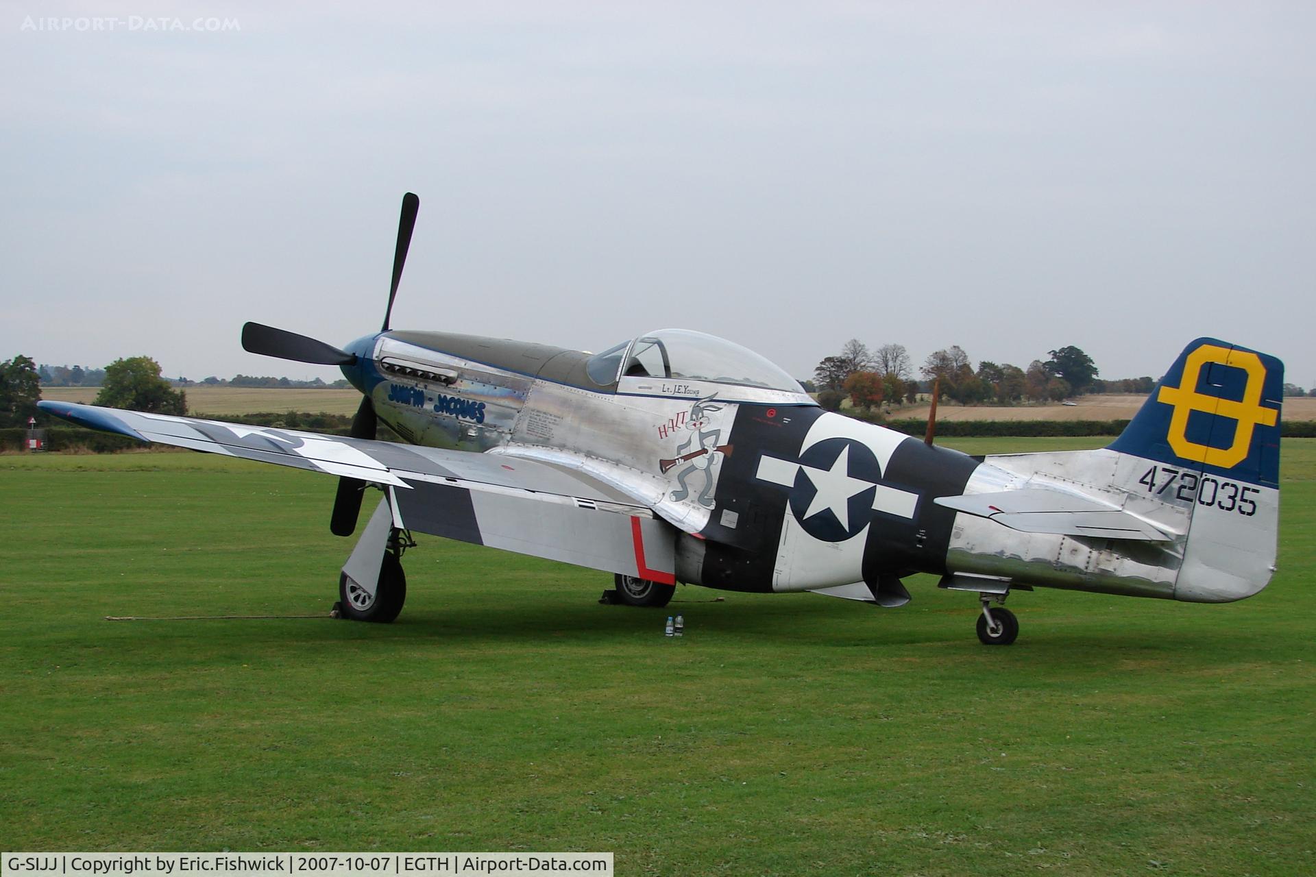 G-SIJJ, 1944 North American P-51D Mustang C/N 122-31894 (44-72035), 1. 'Jumpin' Jacques' (Hanger 11) at Shuttleworth Autumn Air Display, October, 2007