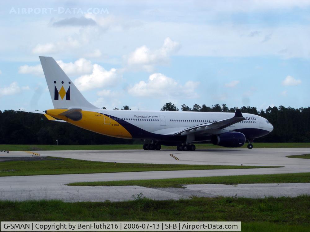G-SMAN, 1999 Airbus A330-243 C/N 261, Monarch A330 lining up on 9L for a departure to Europe.