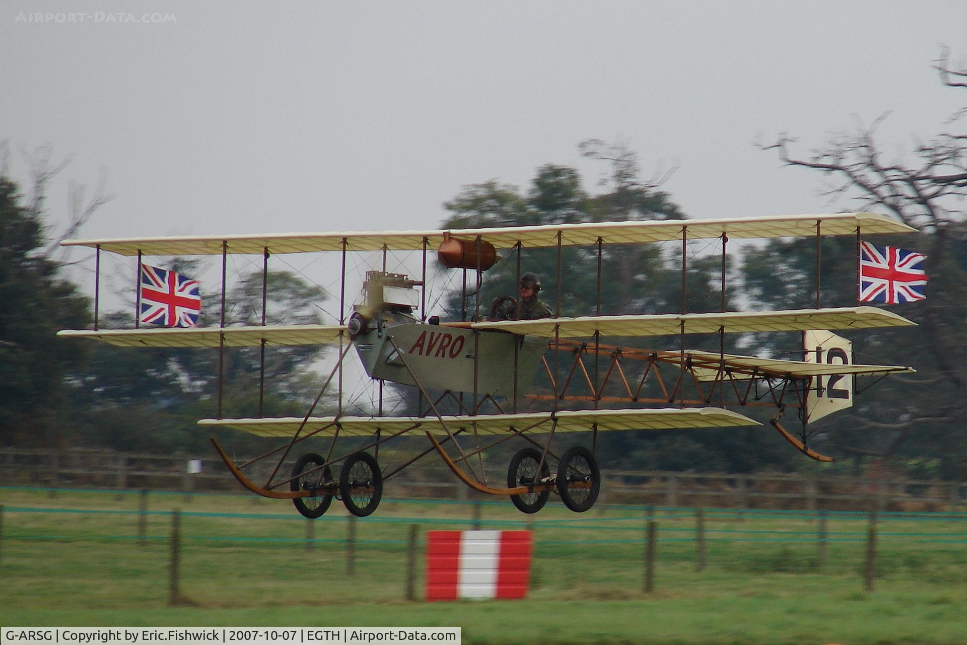 G-ARSG, 1964 Avro Roe Triplane Type IV replica C/N TRI.1, 3. BAPC-1 at Shuttleworth October Air Display- 105 hp and 45 mph