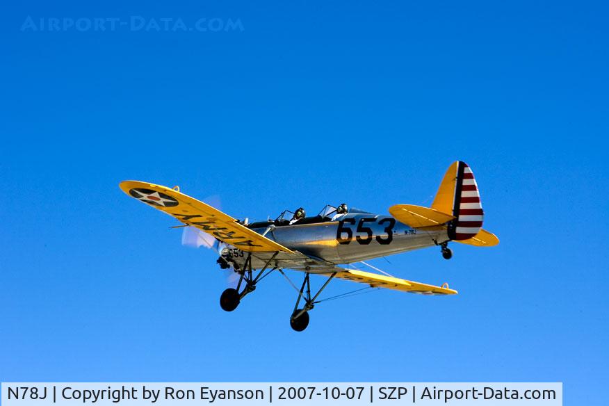 N78J, 1942 Ryan Aeronautical ST3KR C/N 1682, Going Up?