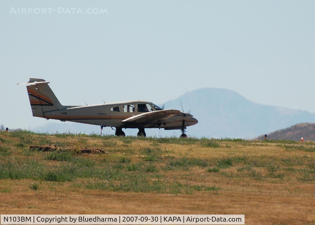 N103BM, 1980 Piper PA-44-180T Turbo Seminole C/N 44-8107007, Taxi to takeoff, Pike's Peak in the background.