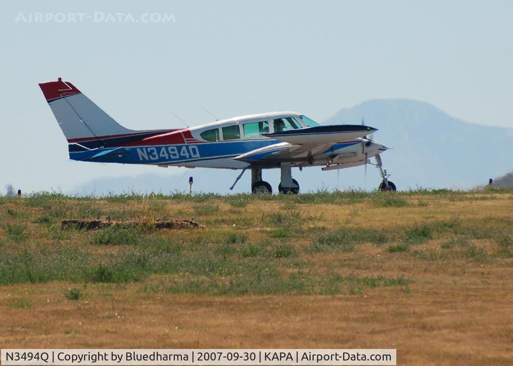 N3494Q, 1967 Cessna 320E Executive Skyknight C/N 320E-0094, Taxi to Takeoff with Pike's Peak in the background