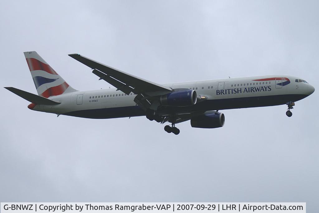 G-BNWZ, 1997 Boeing 767-336/ER C/N 25733, British Airways Boeing 767-300