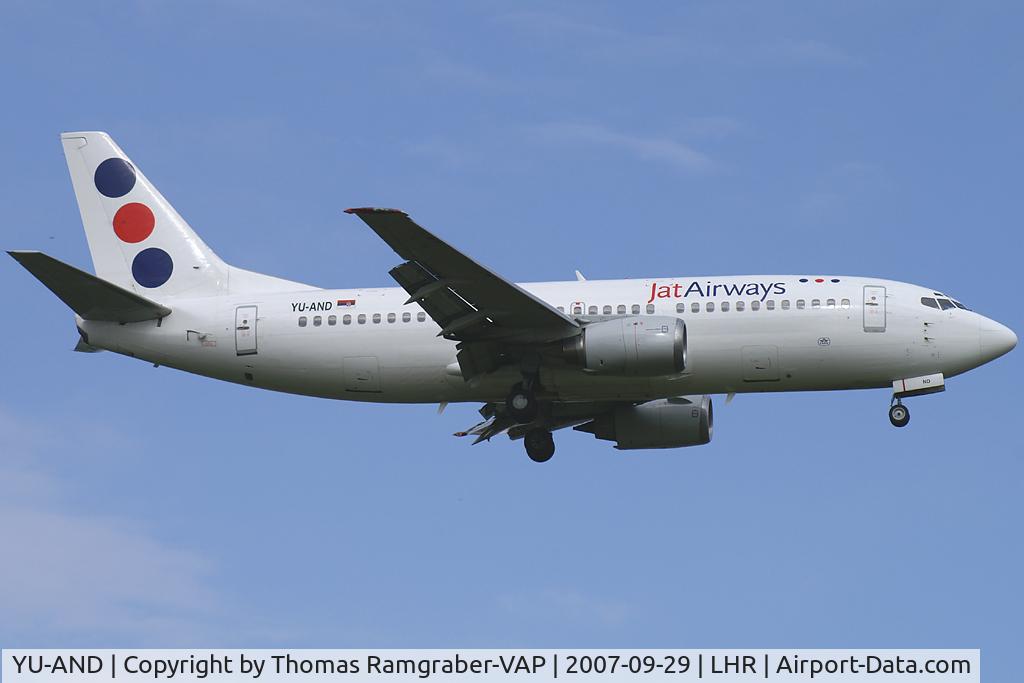YU-AND, 1985 Boeing 737-3H9 C/N 23329/1134, JAT - Yugoslav Airlines Boeing 737-300
