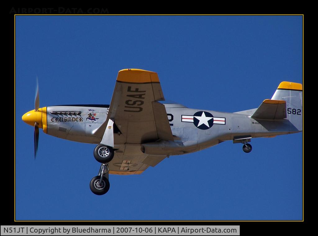 N51JT, 1946 North American P-51D Mustang C/N 122-41122 (44-74582), Approach to 17L