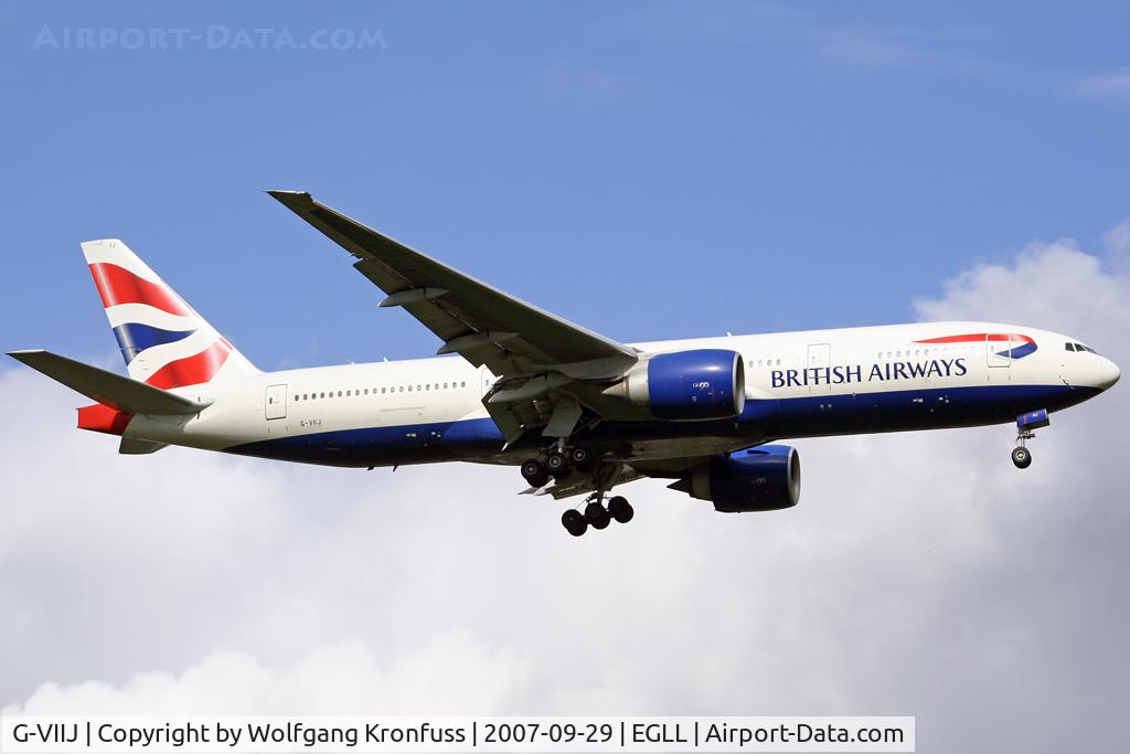 G-VIIJ, 1997 Boeing 777-236/ER C/N 27492, on final RWY09L