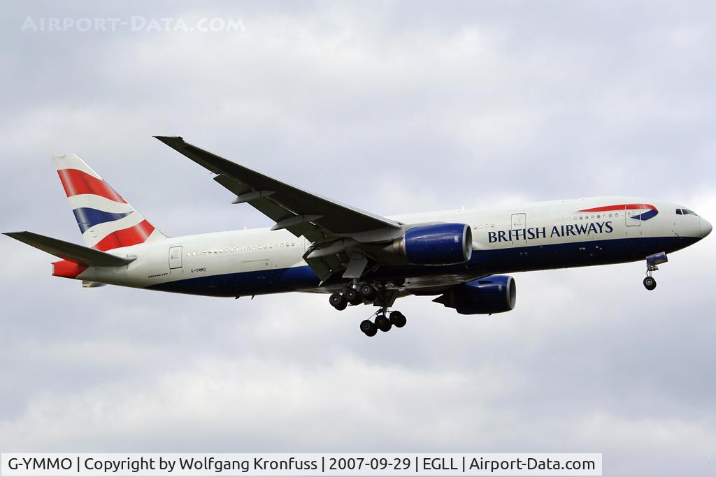 G-YMMO, 2001 Boeing 777-236 C/N 30317, on final RWY09L