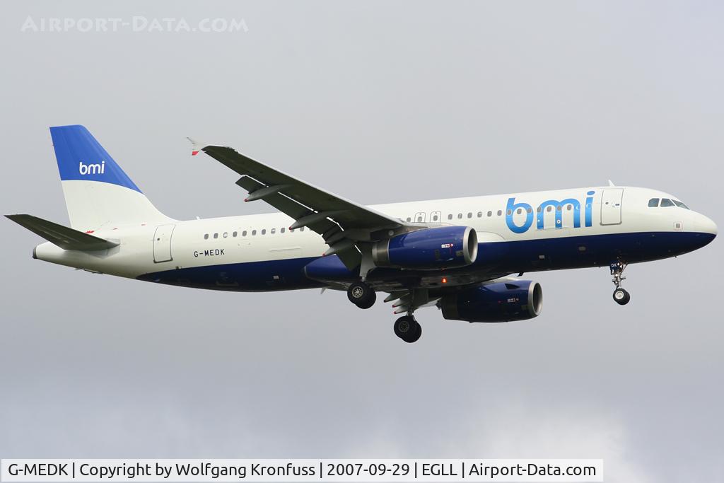 G-MEDK, 2005 Airbus A320-232 C/N 2441, BMI interim cs, ex BMED!