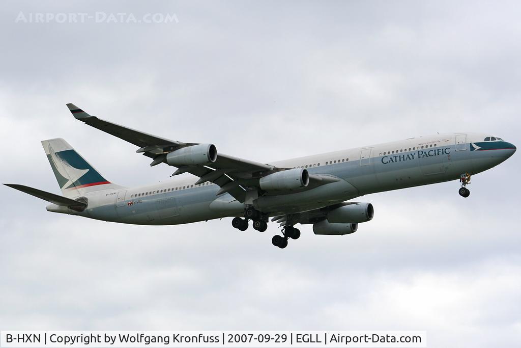 B-HXN, 1996 Airbus A340-313 C/N 126, on final RWY09L