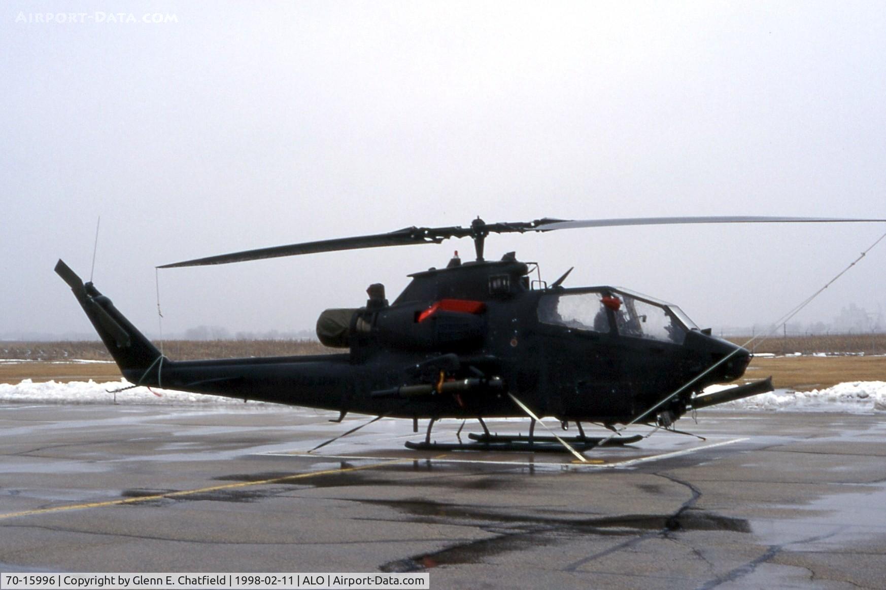 70-15996, 1970 Bell AH-1F Cobra C/N 20940, AH-1S of Iowa National Guard.  Taken during light, freezing drizzle.  The unit now flies OH-58s