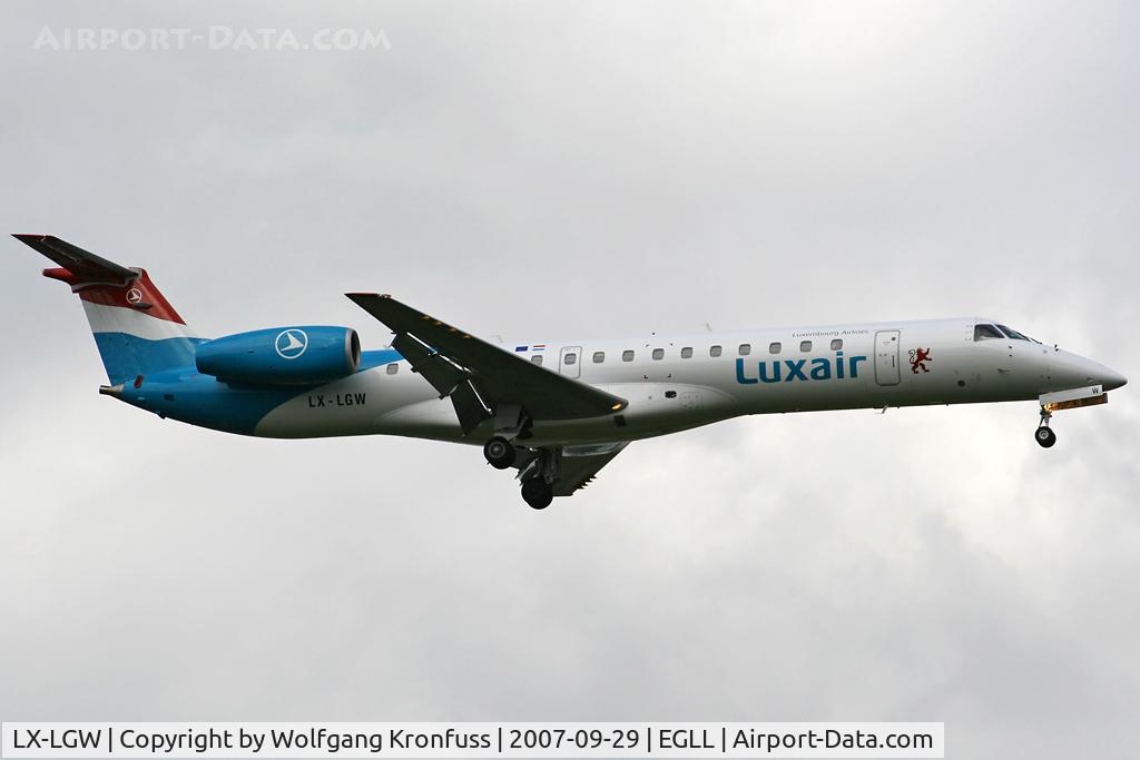 LX-LGW, 1999 Embraer EMB-145LU (ERJ-145LU) C/N 145135, new Luxair cs!
