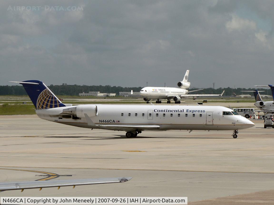 N466CA, 2002 Bombardier CRJ-200ER (CL-600-2B19) C/N 7627, One of many regional jets seen at IAH during a 90 minute layover.