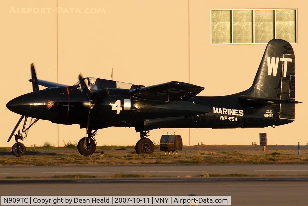 N909TC, 1945 Grumman F7F-3P Tigercat C/N 80425, Grumman F7F-3P Tigercat NX909TC taxiing to RWY 16L for takeoff.