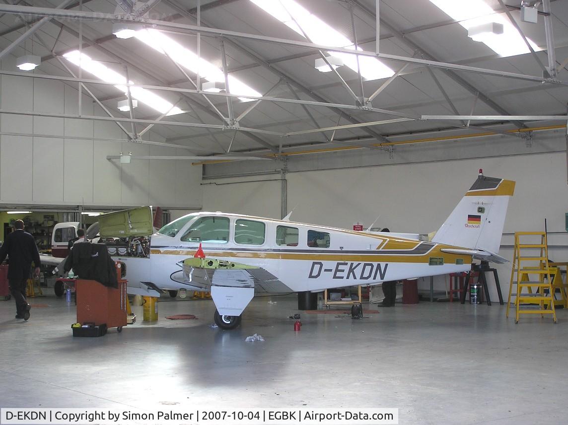 D-EKDN, 1987 Beechcraft A36 Bonanza C/N E-2353, Beech A36 Bonanza being serviced at Sywell
