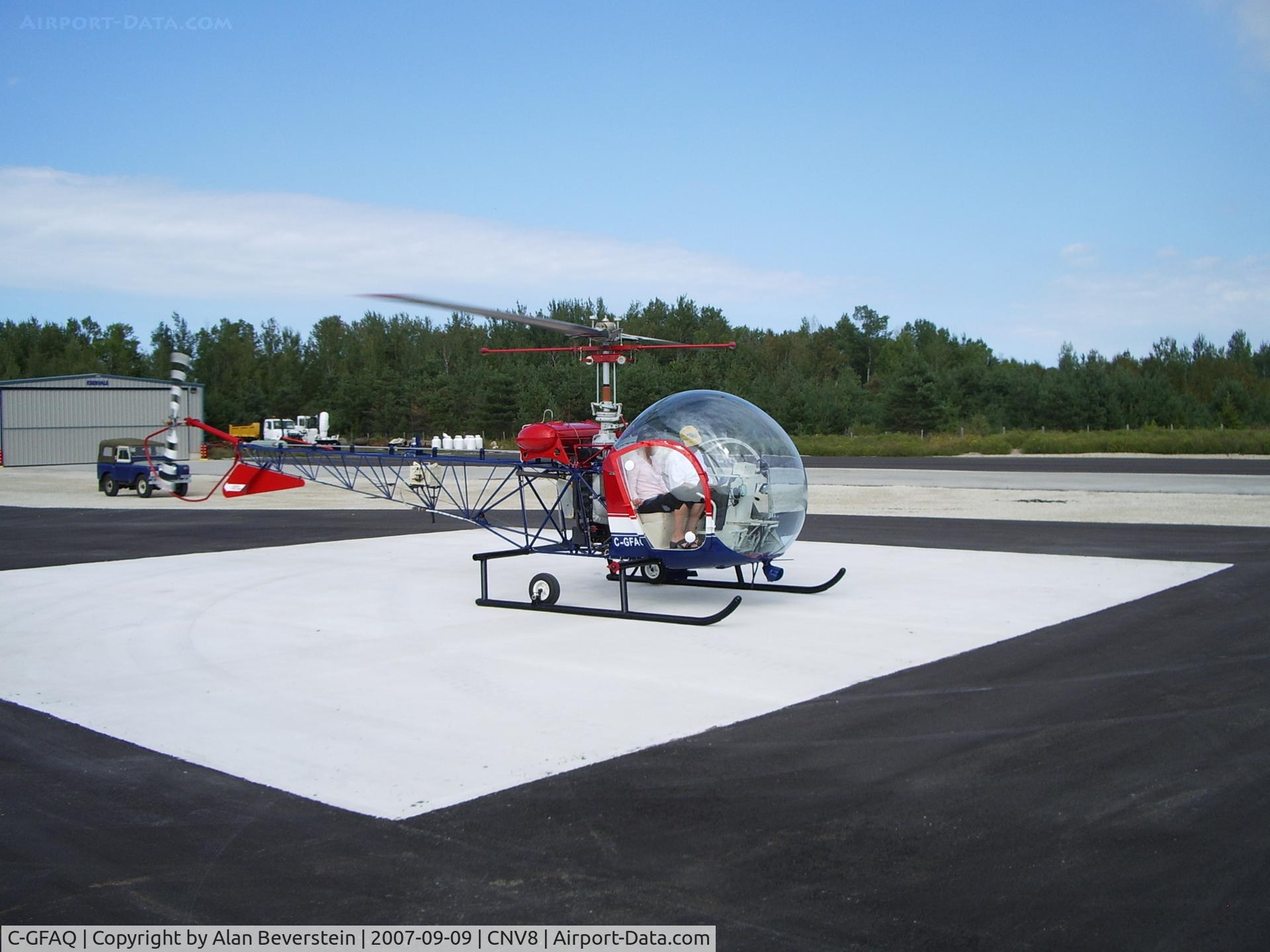C-GFAQ, 1952 Bell 47D-1 C/N 620, warming up prior to flight
