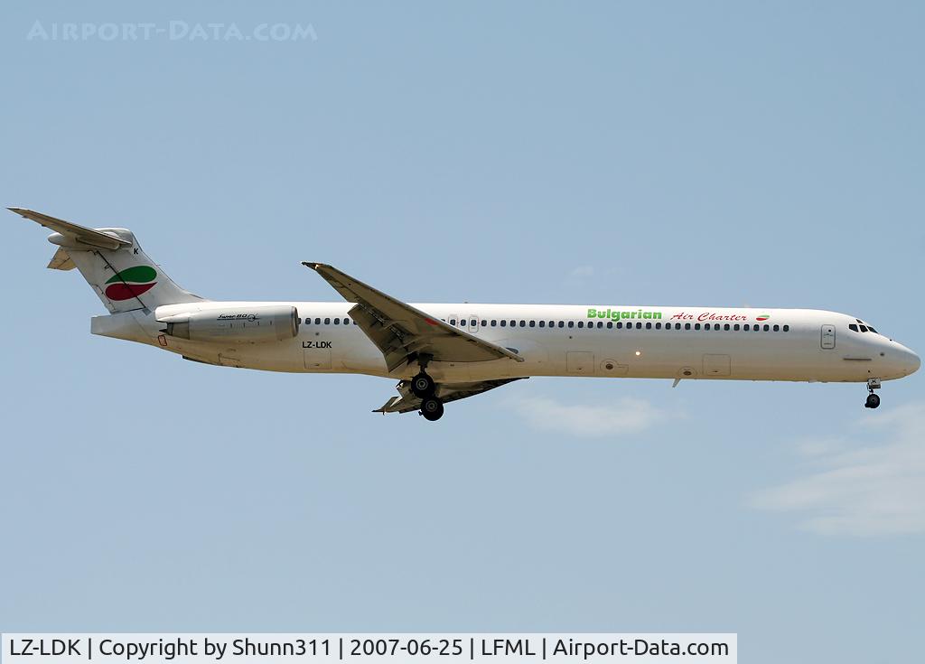 LZ-LDK, 1987 McDonnell Douglas MD-82 (DC-9-82) C/N 49432/1378, Landing rwy 32R
