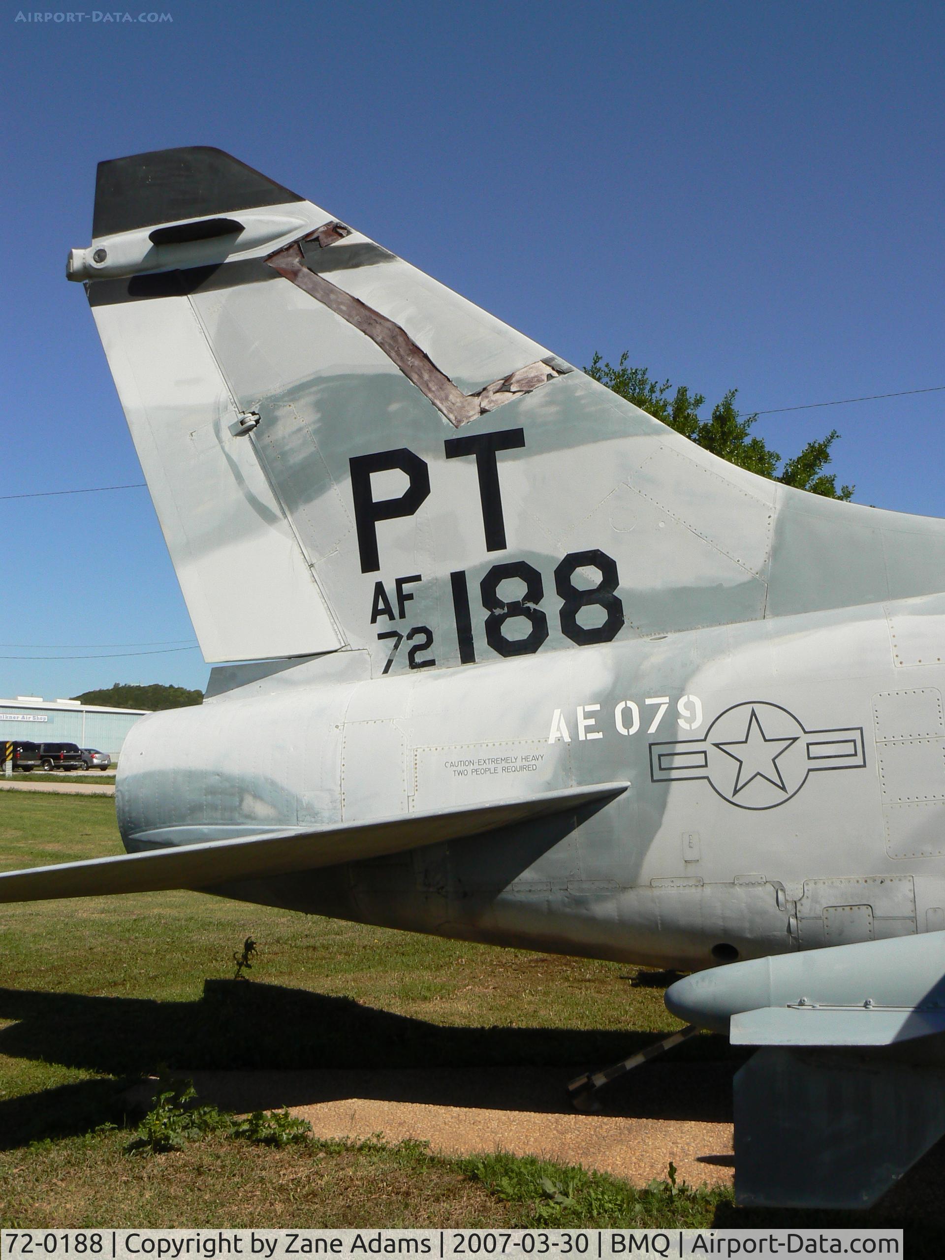 72-0188, 1972 LTV A-7D Corsair II C/N D-310, on Display at Bluebonnet CAF Museum