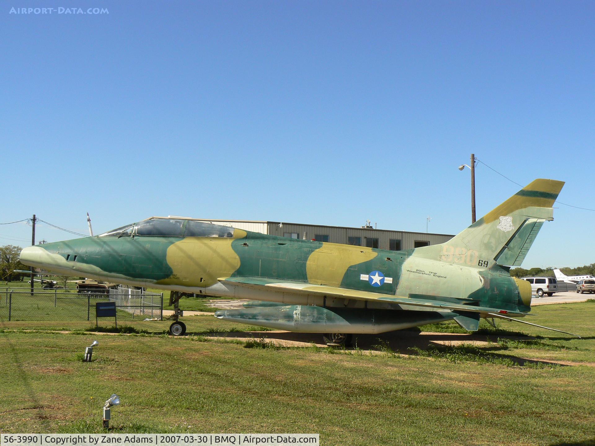 56-3990, 1956 North American F-100F Super Sabre C/N 243-266, on Display at Bluebonnet CAF Museum