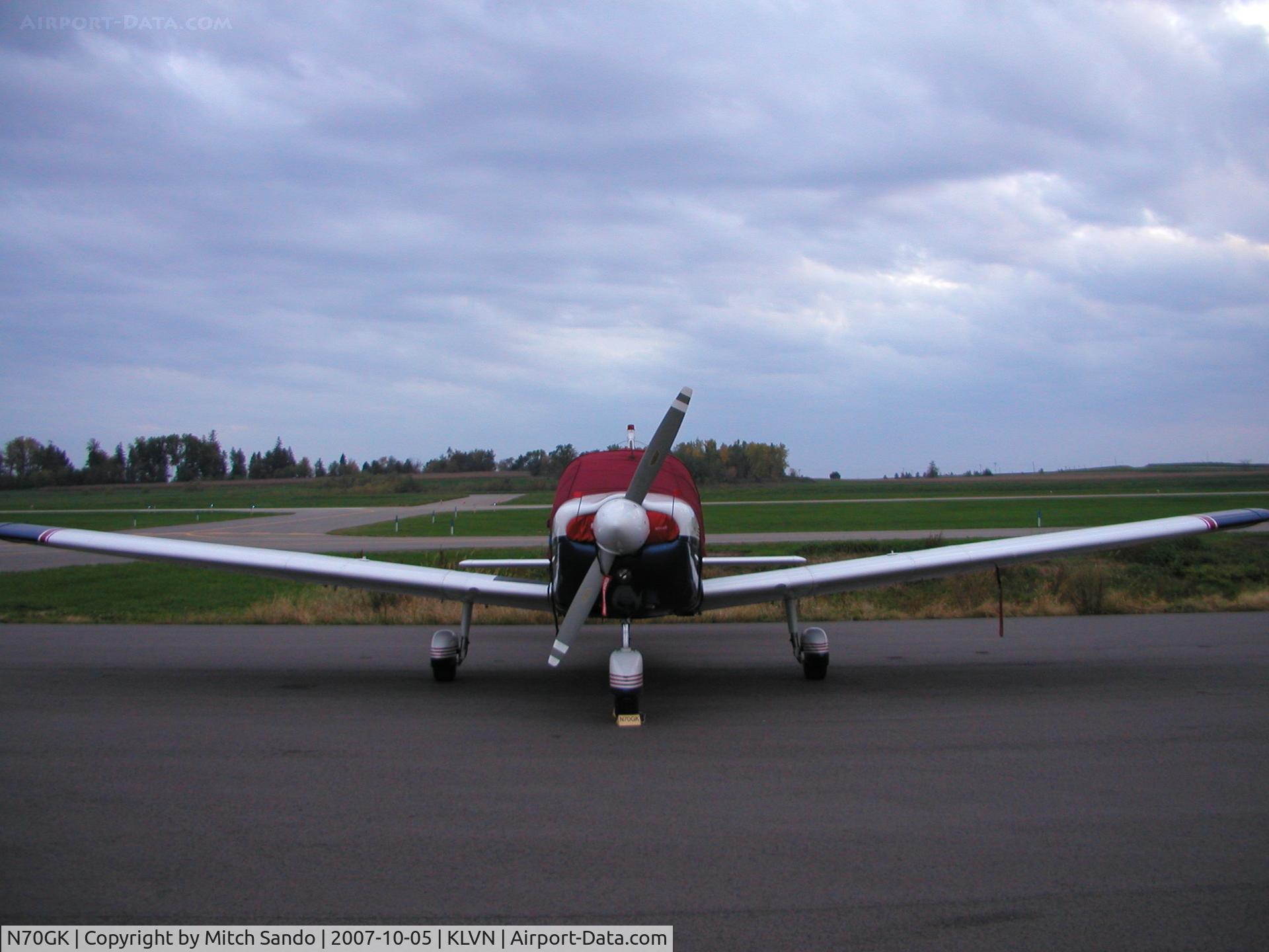 N70GK, 1977 Piper PA-28-181 C/N 28-7790590, Parked on the ramp at Airlake after a flight from Omaha, NE (MLE).