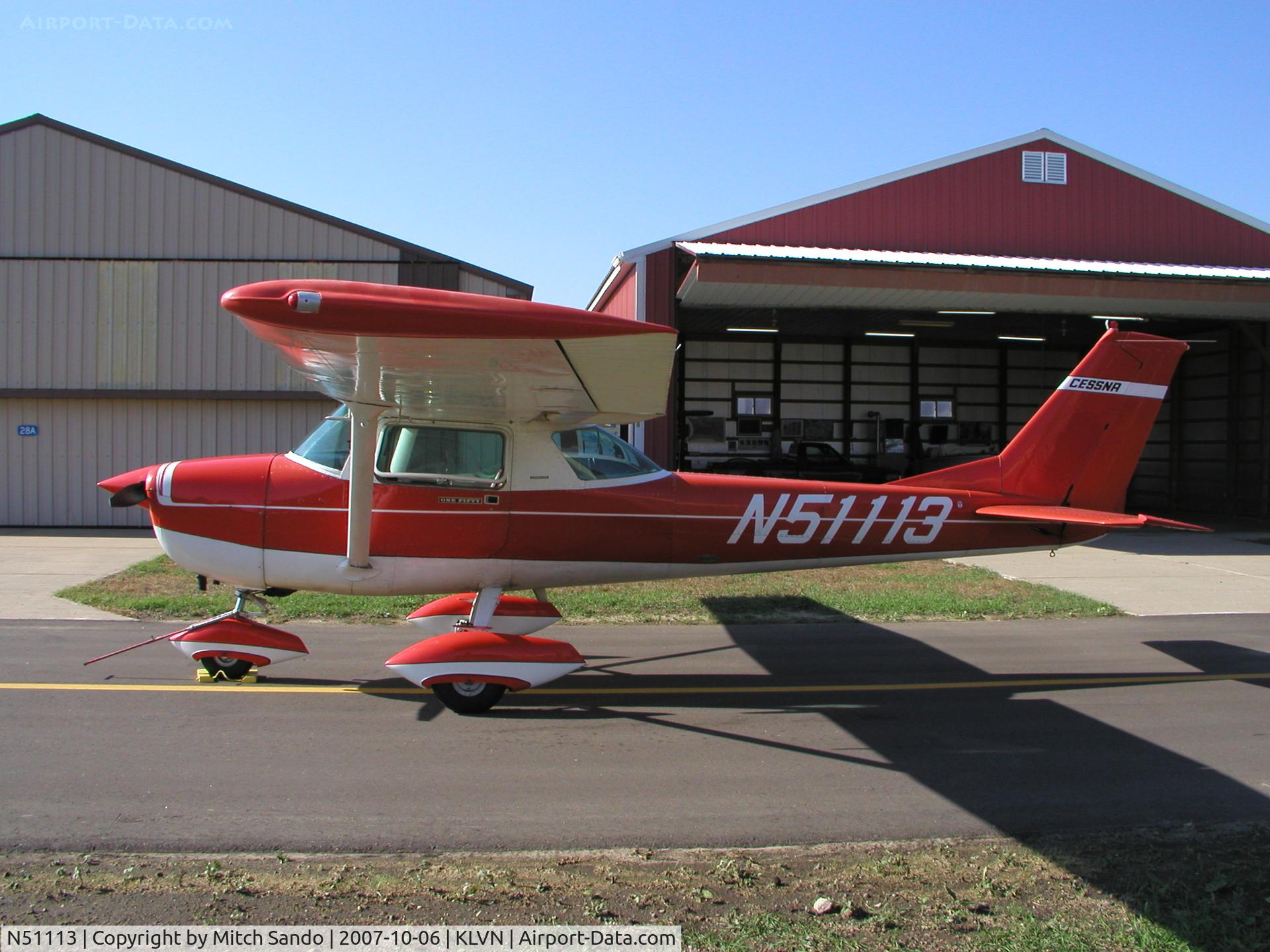 N51113, 1968 Cessna 150J C/N 15069775, Parked outside the hangar.